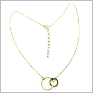 PS13.41 Double Circle Gold Plated Sterling Silver Necklace