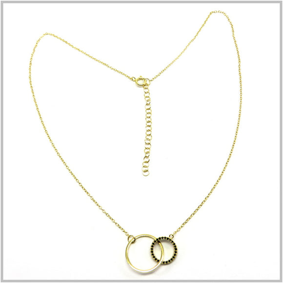 PS13.41 Double Circle Gold Plated Sterling Silver Necklace