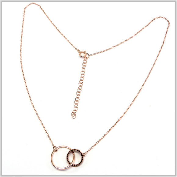 PS13.42 Double Circle Rose Gold Plated Sterling Silver Necklace