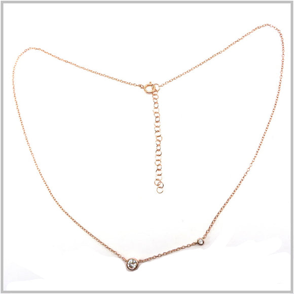 PS13.45 Cubic Zirconia Rose Gold Plated Sterling Silver Necklace