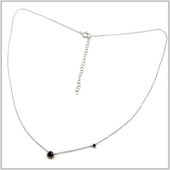 PS13.46 Black Cubic Zirconia Sterling Silver Necklace