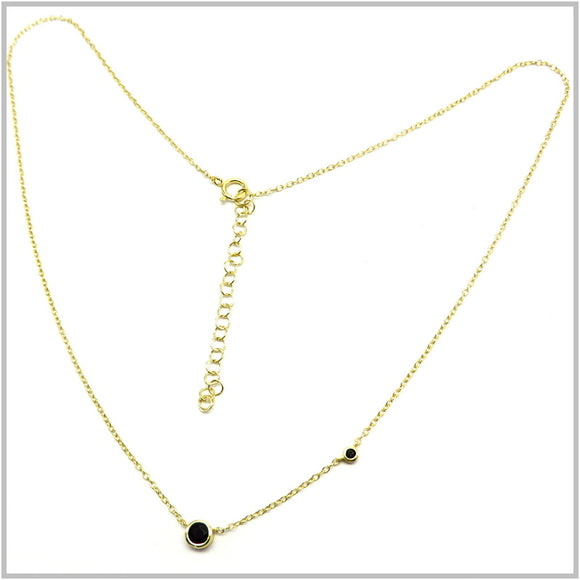 PS13.47 Black Cubic Zirconia Gold Plated Sterling Silver Necklace
