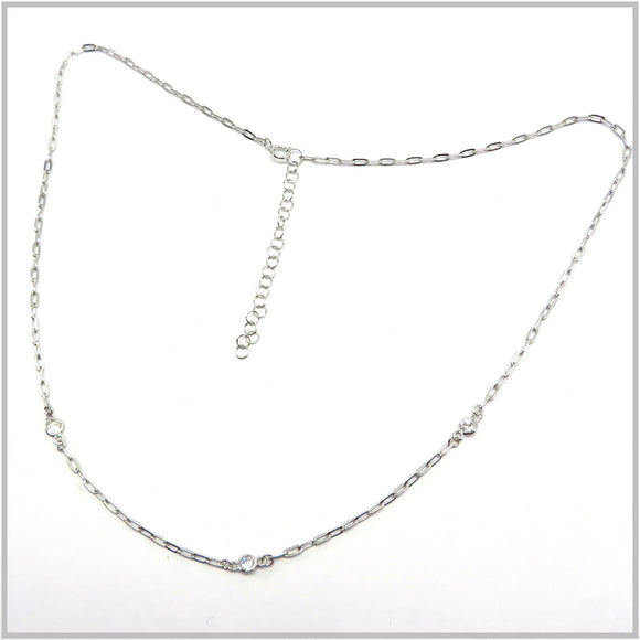 PS13.52 Cubic Zirconia Chunky Sterling Silver Necklace
