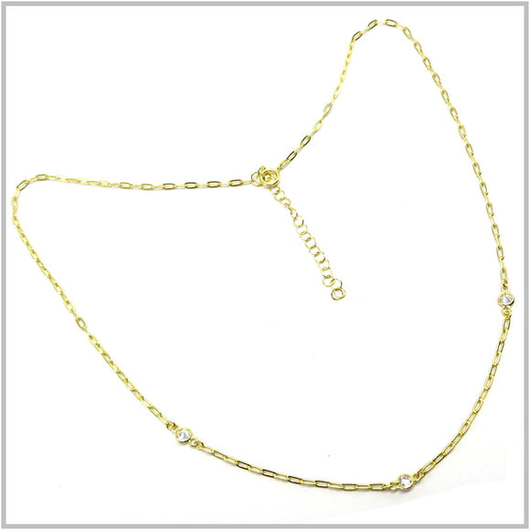 PS13.53 Chunky Gold Plated Sterling Silver Cubic Zirconia Necklace