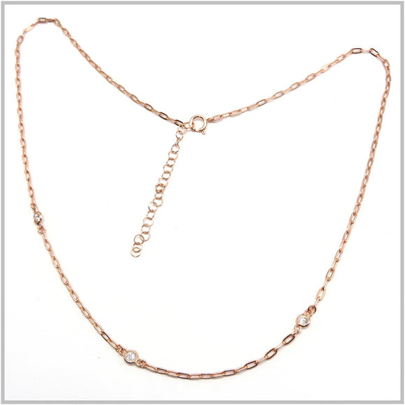 PS13.54 Chunky Rose Gold Plated Cubic Zirconia Sterling Silver Necklace