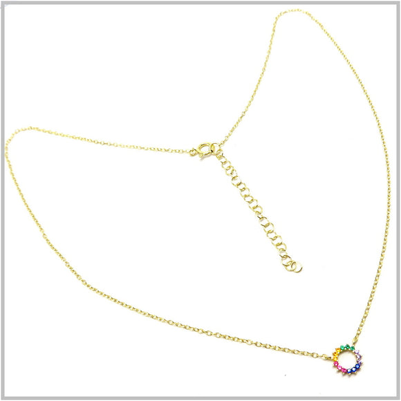 PS13.59 Multi-Colored Cubic Zirconia Gold Plated Sterling Silver Necklace