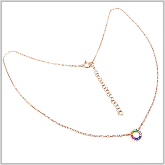 PS13.60 Multi-Colored Cubic Zirconia Rose Gold Plated Sterling Silver Necklace