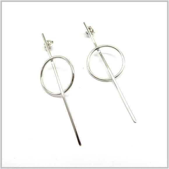PS13.61 Circle and Pin Sterling Silver Earrings