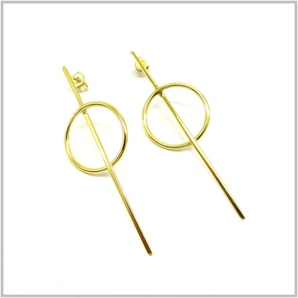 PS13.62 Pin in Circle Gold Plated Sterling Silver Earrings