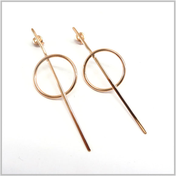 PS13.63 Pin in Circle Rose Gold Plated Sterling Silver Earrings