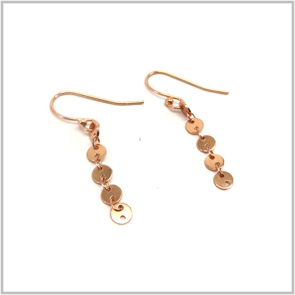 PS13.69 Disc Rose Gold Plated Sterling Silver Hook Earrings