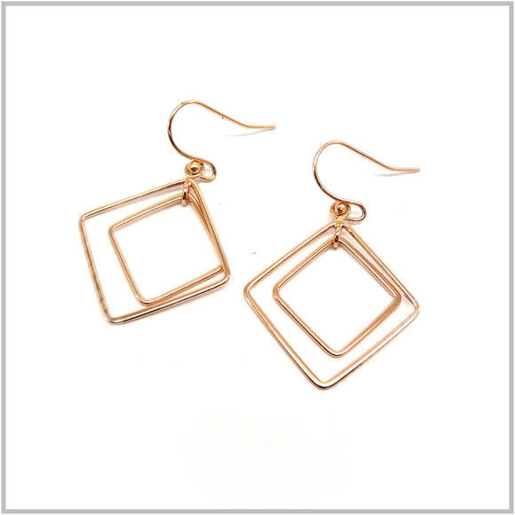 PS13.84 Double Square Rose Gold Plated Hook Earrings