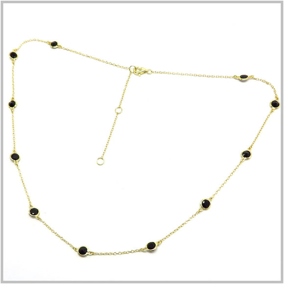 PS13.8 Black Cubic Zirconia Gold Plated Sterling Silver Necklace