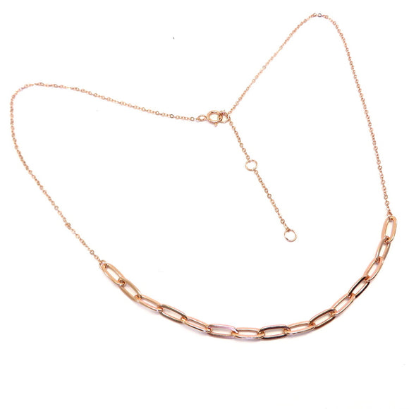 PS15.108 Linked Chain Necklace Rose Gold Plated Sterling Silver