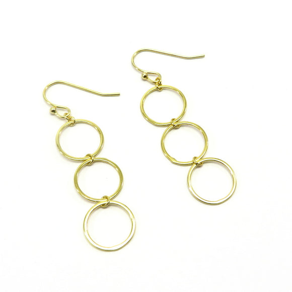 PS15.110 Triple Circle Hook Earrings Gold Plated Sterling Silver