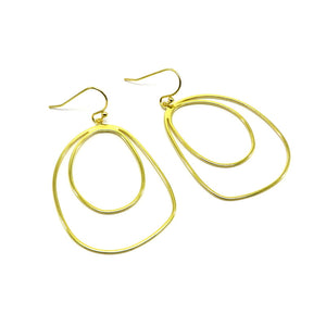PS15.113 Asymmetrical Hoop Earrings Gold Plated Sterling Silver