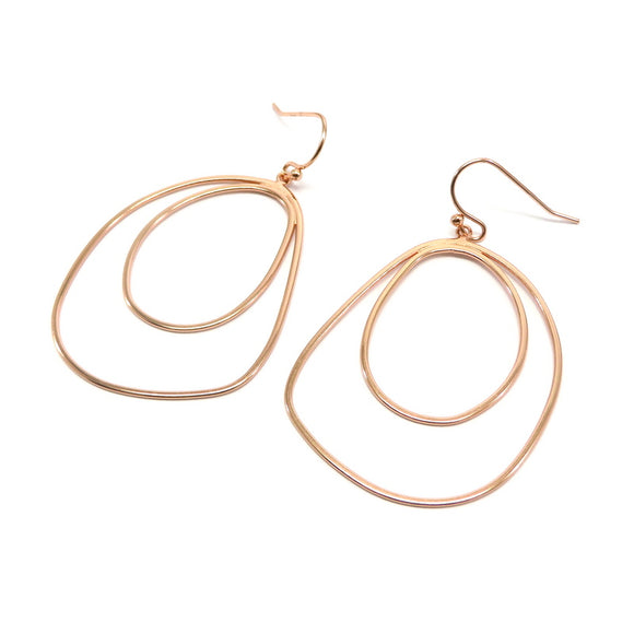 PS15.114 Asymmetrical Hoop Earrings Rose Gold Plated Sterling Silver