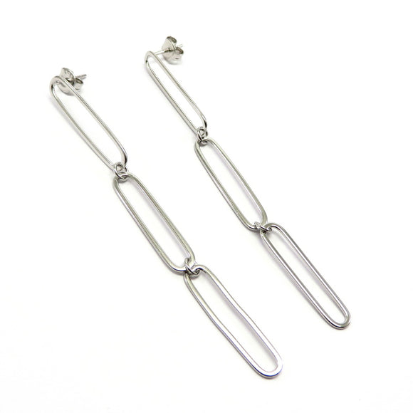 PS15.117 Triple Link Drop Earrings Sterling Silver
