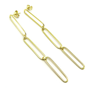 PS15.118 Triple Link Drop Earrings Gold Plated Sterling Silver