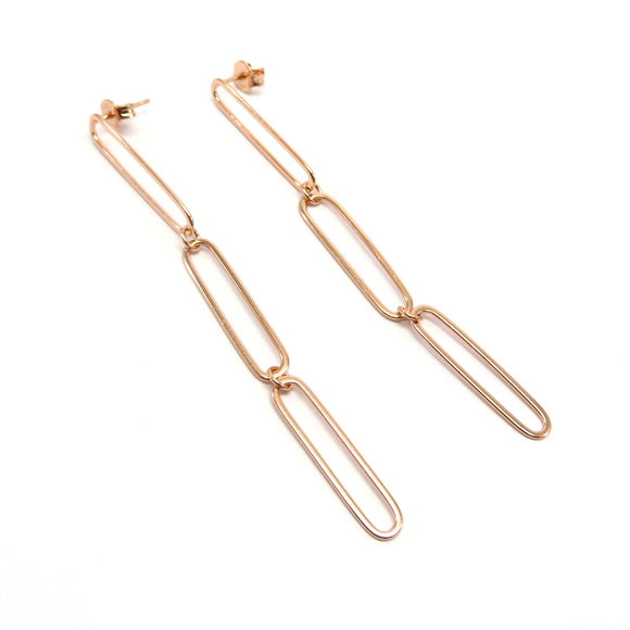 PS15.119 Triple Link Drop Earrings Rose Gold Plated Sterling Silver