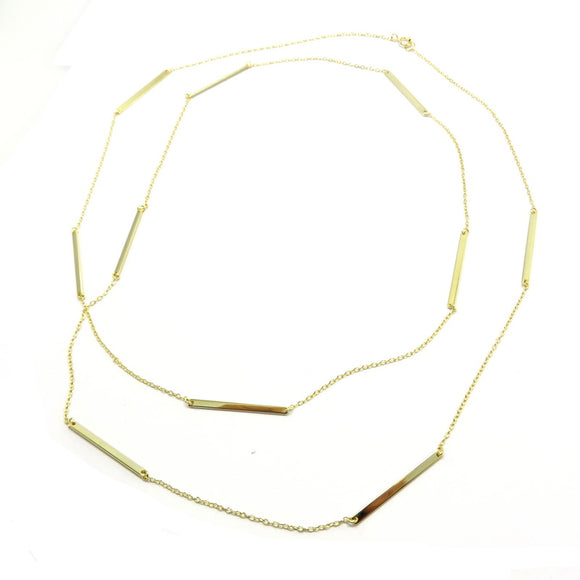 PS15.130 Bar Chain Necklace Gold Plated Sterling Silver
