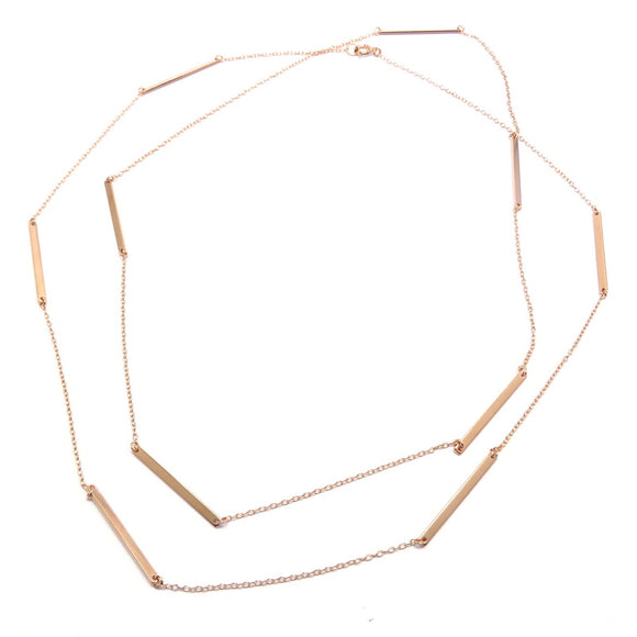 PS15.131 Bar Chain Necklace Rose Gold Plated Sterling Silver