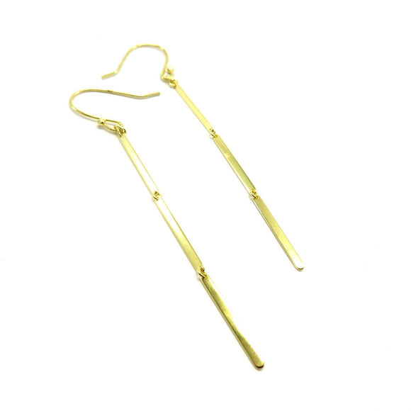 PS15.136 Triple Bar Hook Earrings Gold Plated Sterling Silver
