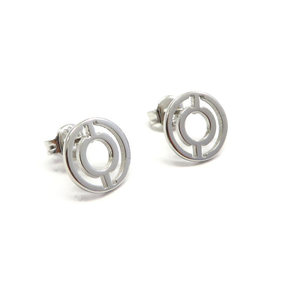 PS15.13 Round Maze Earrings Sterling Silver