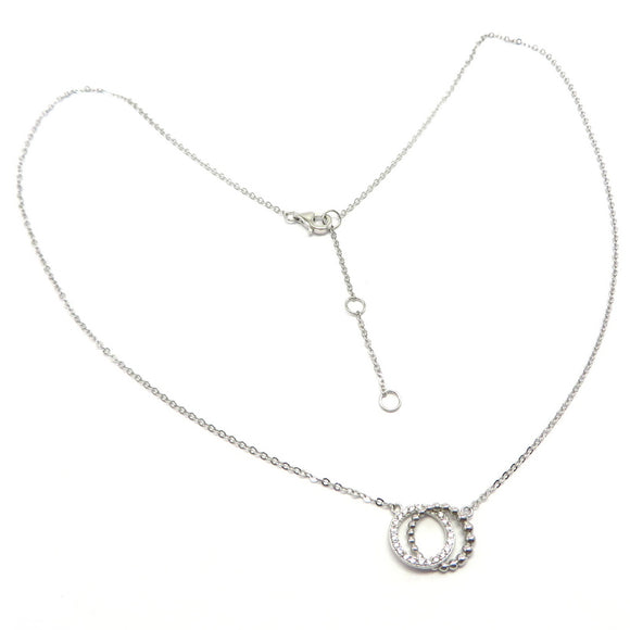 PS15.1 Double Circle Cubic Zirconia Necklace Sterling Silver