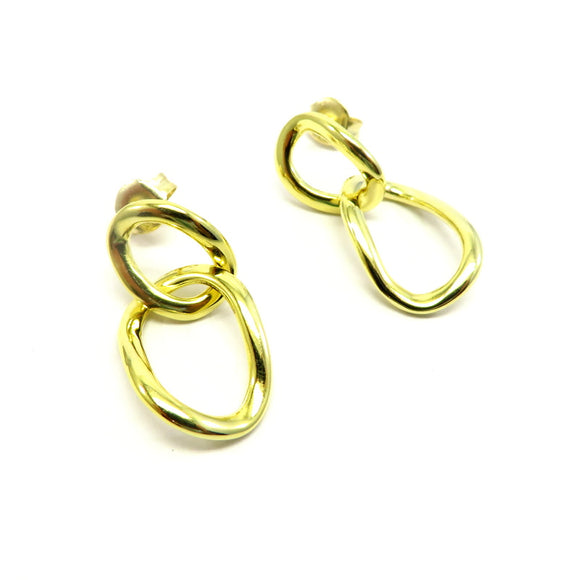 PS15.20 Twisted Rings Earrings Gold Plated Sterling Silver