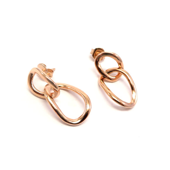 PS15.21 Twisted Rings Earrings Rose Gold Plated Sterling Silver