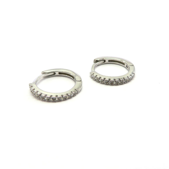 PS15.34 Cubic Zirconia Hoop Earrings Sterling Silver