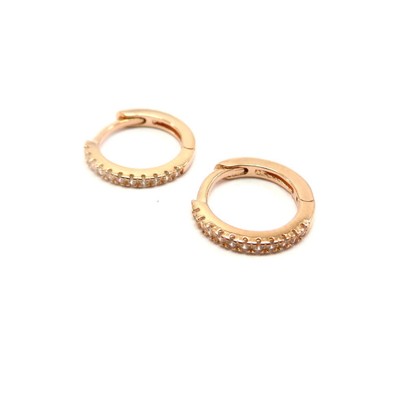 PS15.36 Cubic Zirconia Hoop Earrings Rose Gold Plated Sterling Silver
