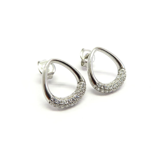PS15.55 Cut Out Teardrop Cubic Zirconia Earrings Sterling Silver
