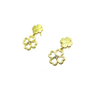 PS15.65 Double Clover Flower Earrings Gold Plated Sterling Silver