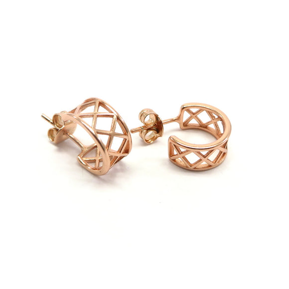 PS15.69 Tribal Cut Out Hoop Earrings Rose Gold Plated Sterling Silver