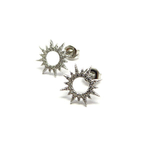 PS15.7 Hollow Star Cubic Zirconia Sterling Silver Earrings