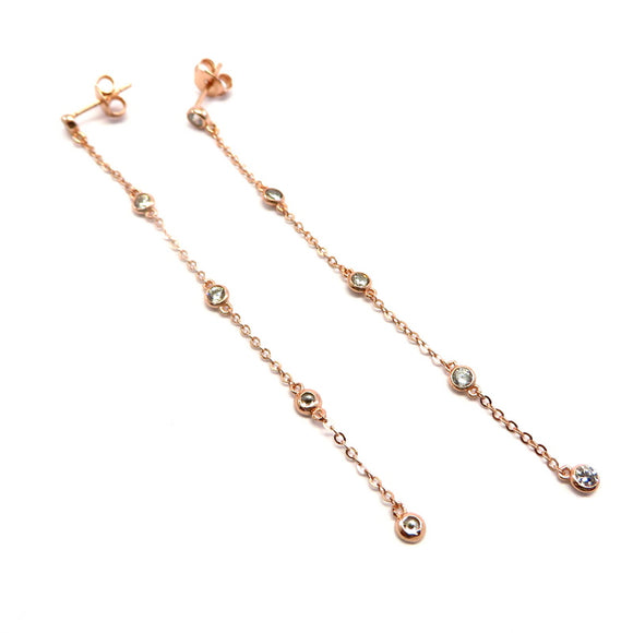 PS15.81 Wispy Drop Earrings Rose Gold Plated Sterling Silver