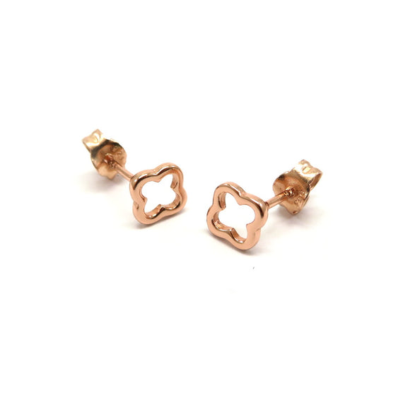 PS15.87 Cut-Out Clover Stud Earrings Rose Gold Plated Sterling Silver