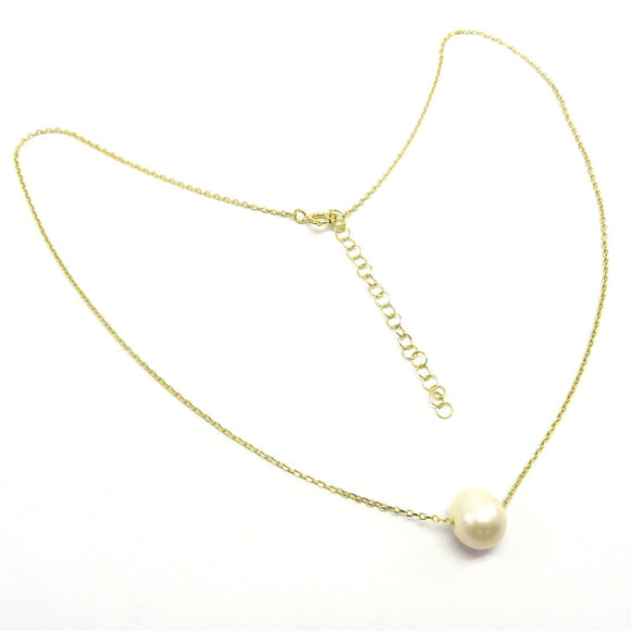 PS15.92 Single Freshwater Pearl Necklace Gold Plated Sterling Silver