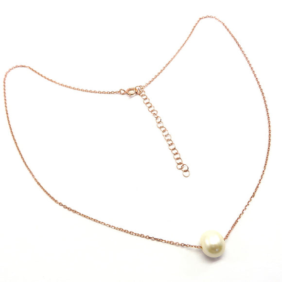 PS15.93 Loose Freshwater Pearl Necklace Rose Gold Plated Sterling Silver