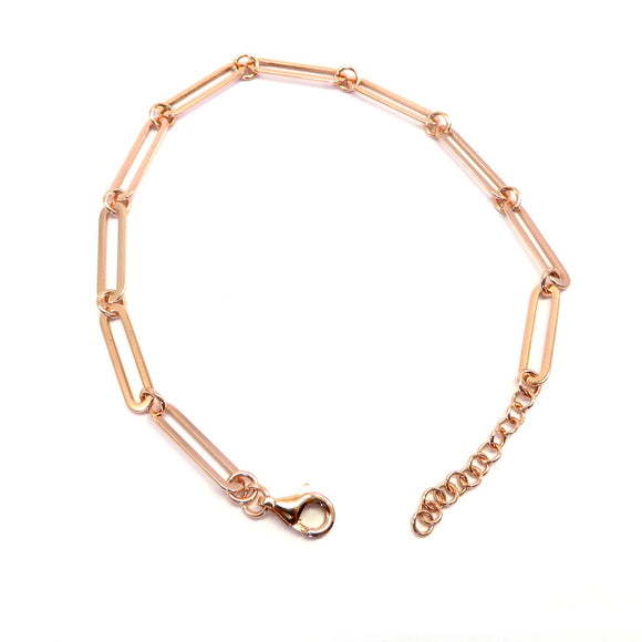 PS15.96 Linked Chain Bracelet Rose Gold Plated Sterling Silver