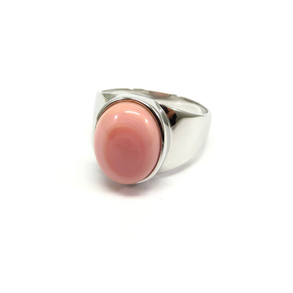 TC8.12 Oval Pink Opal Ring Sterling Silver