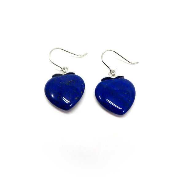 TC8.13 Heart Lapis Lazuli Hook Earrings Sterling Silver