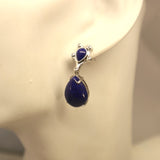 TC8.15 Double Teardrop Lapis Lazuli Cubic Zirconia Drop Earrings Sterling Silver