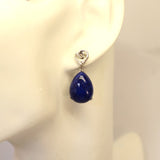 TC8.16 Teardrop Lapis Lazuli Cubic Zirconia Earrings Sterling Silver