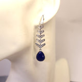 TC8.17 Fishtail Lapis Lazuli Cubic Zirconia Drop Earrings Sterling Silver