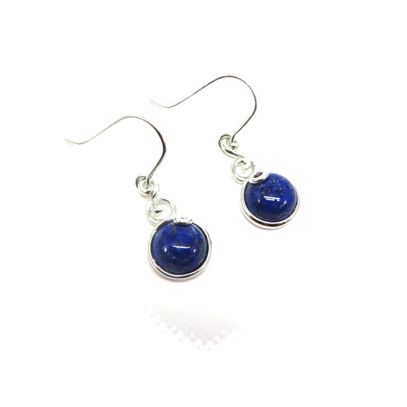 TC8.20 Round Lapis Lazuli Hook Earrings Sterling Silver