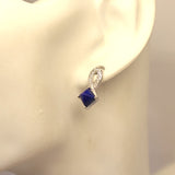 TC8.21 Pyramid Lapis Lazuli Cubic Zirconia Earrings Sterling Silver