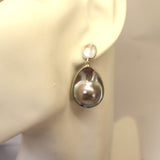 TC8.24 Teardrop Baroque Freshwater Pearl Drop Earrings Sterling Silver